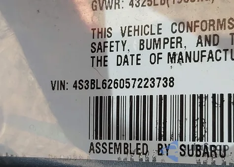 2005 Subaru Legacy 2.5I Limited from USA, damaged, VIN 4S3BL626057223738